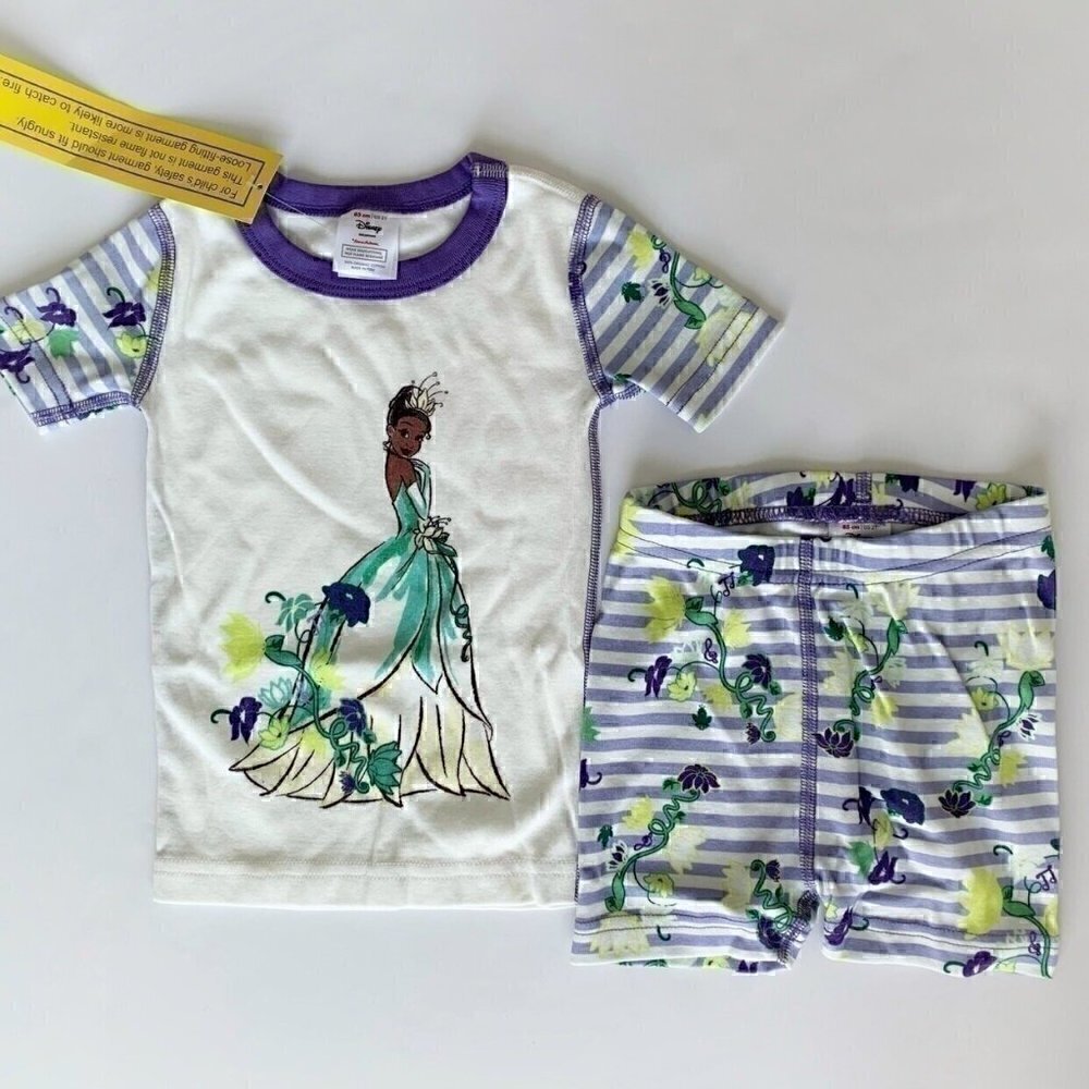 NWT Hanna Andersson Disney Tiana Princess Short John Pajama Set 3T